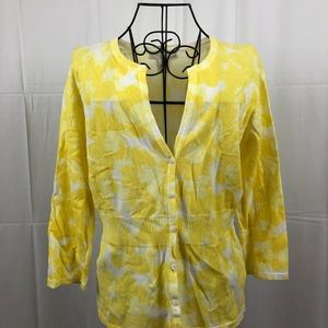 Lucy and Laurel yellow print cardigan M